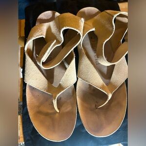 Pedro Garcia Nude-Colored Suede Sandals in Size EU 41/US 10.5